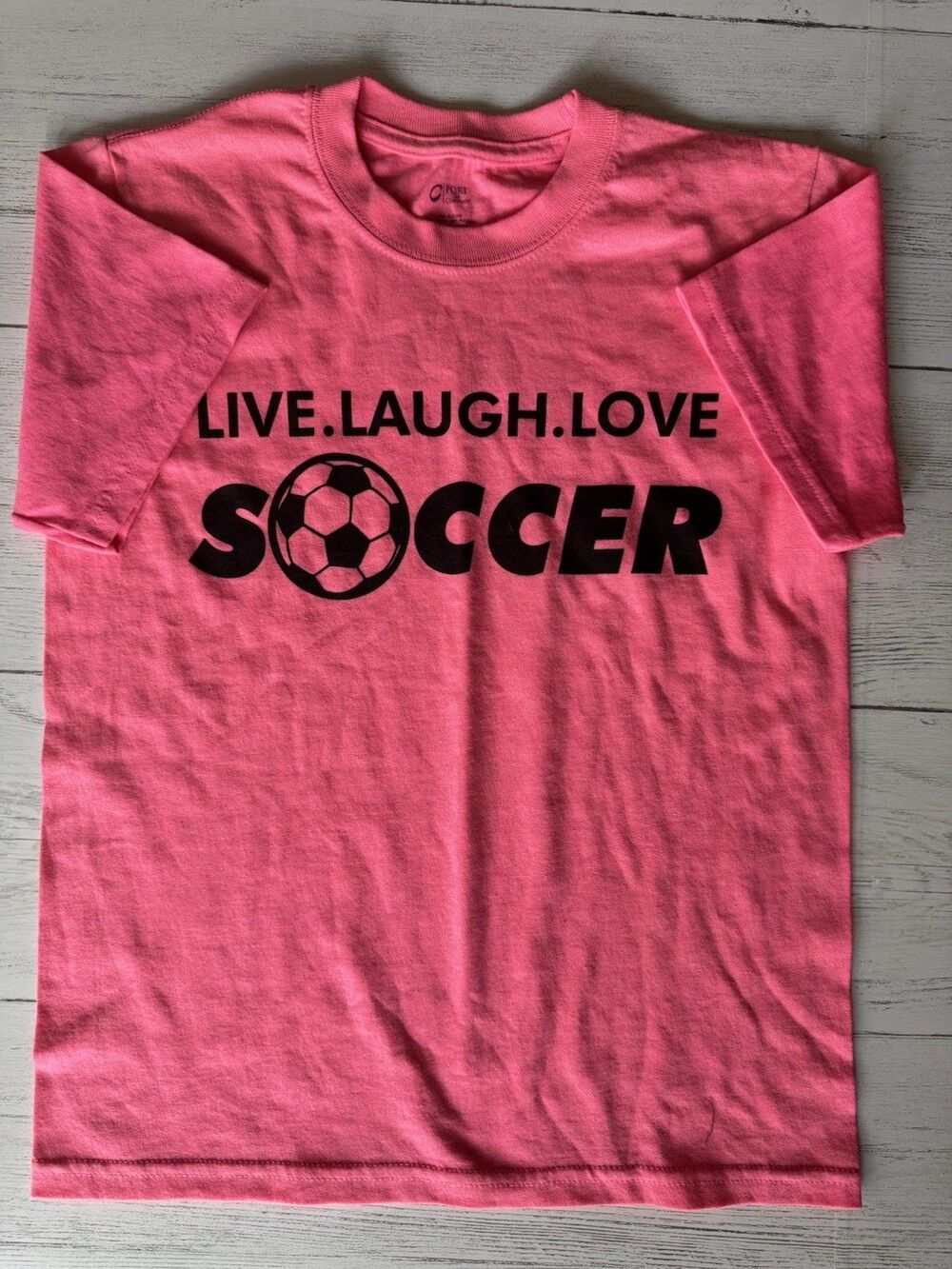 Kids Medium Size 10-12 Live Laugh Love Soccer T-shirt Size Youth